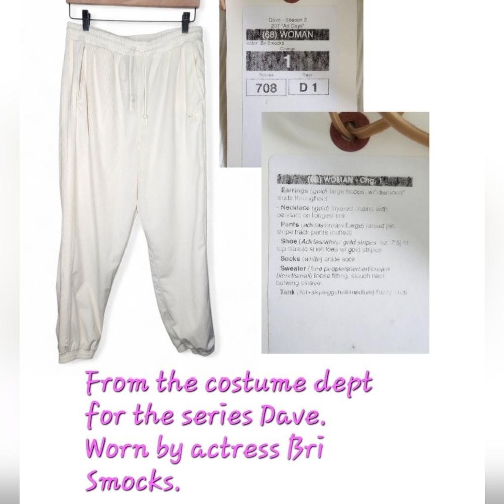 adidas Originals Comfy Chords Jogger Pants in Off-White Size L